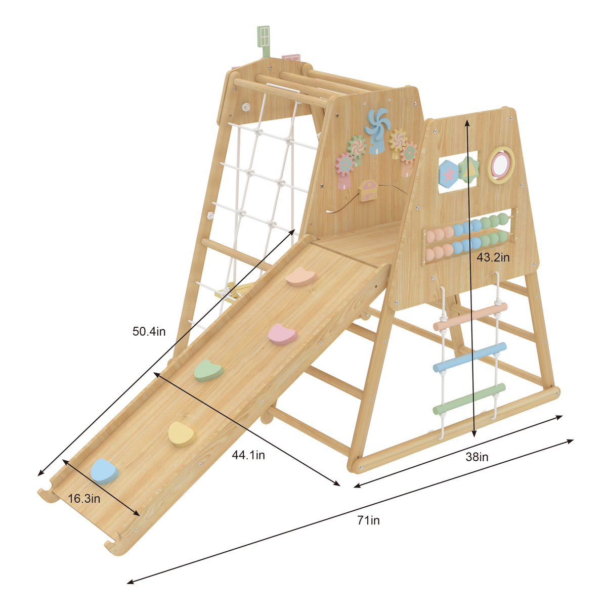 Avenlur Cherry wooden climber for toddlers in natural wood finish