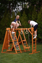 Avenlur Chestnut climbing frame on the patio