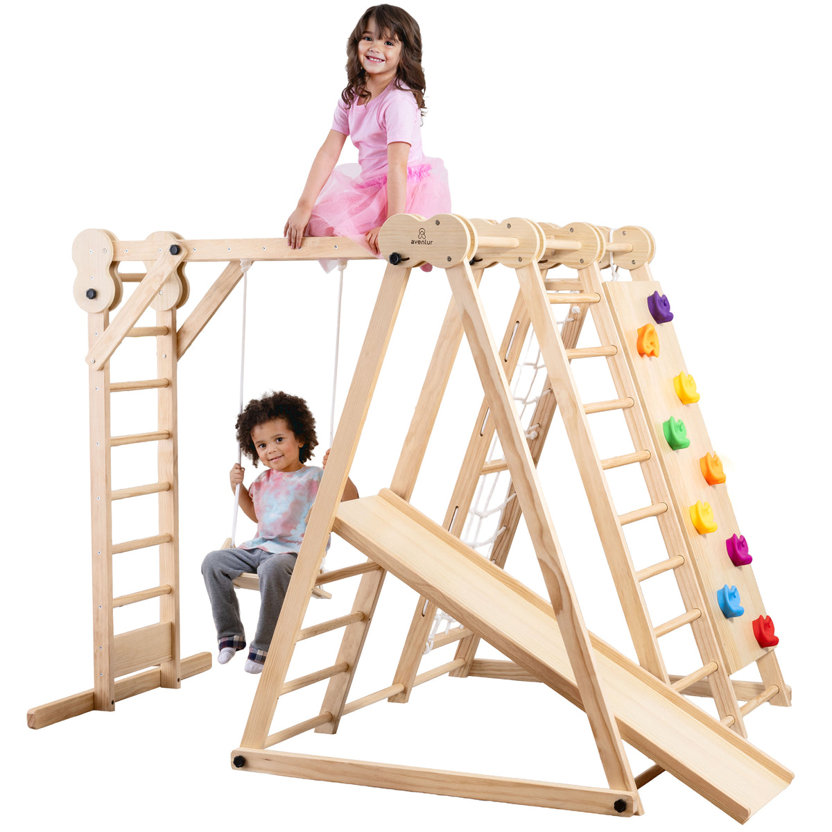 Avenlur Chestnut medium jungle gym with swing attached
