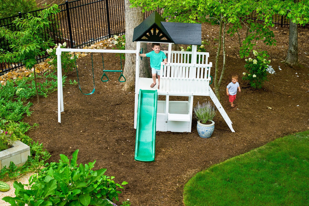 Avenlur Craftsman kids outdoor playset with sandbox under the play tower