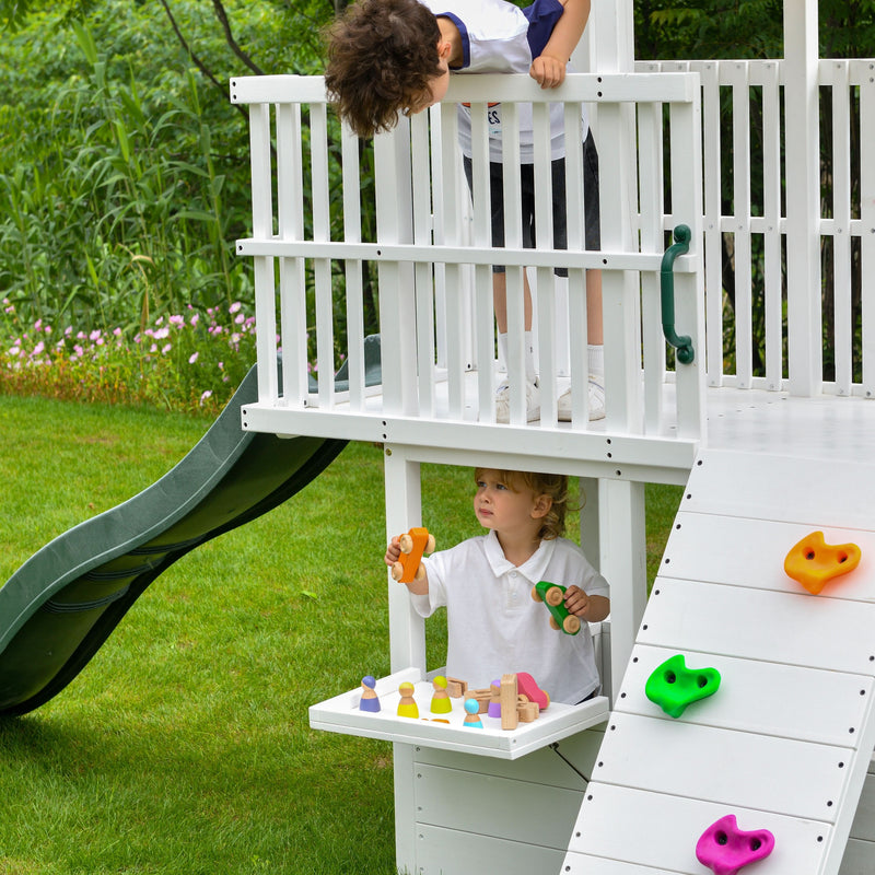 Avenlur Craftsman outdoor swing set with sandbox and slide