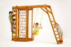 Child on the monkey bars of the Avenlur Hawthorn backyard climber