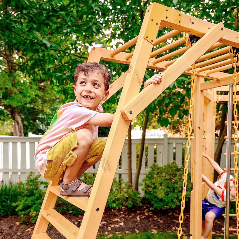 Avenlur Hawthorn XL outdoor climber with monkey bars, rock wall and octagon frame