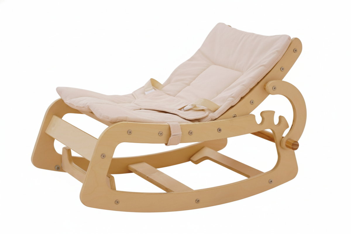 Avenlur Hemlock infant rocker seat in natural wood