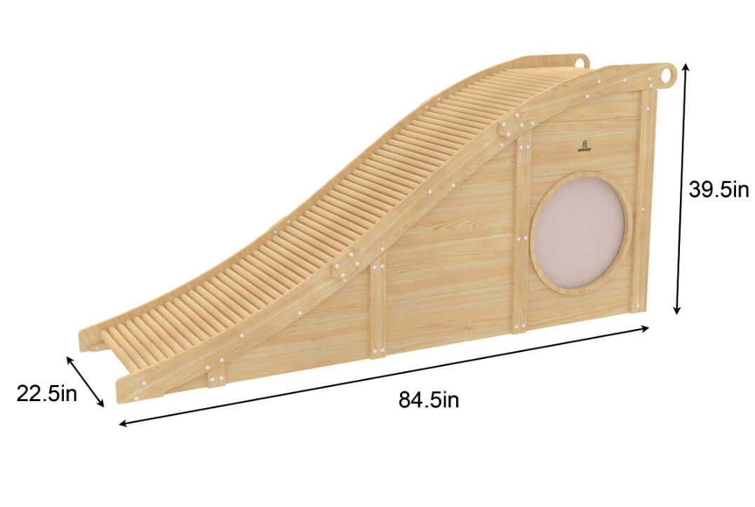 Avenlur Hickory indoor wooden play slide and tunnel for toddlers
