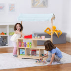 Avenlur Holly market stand doubling as a Montessori bookshelf