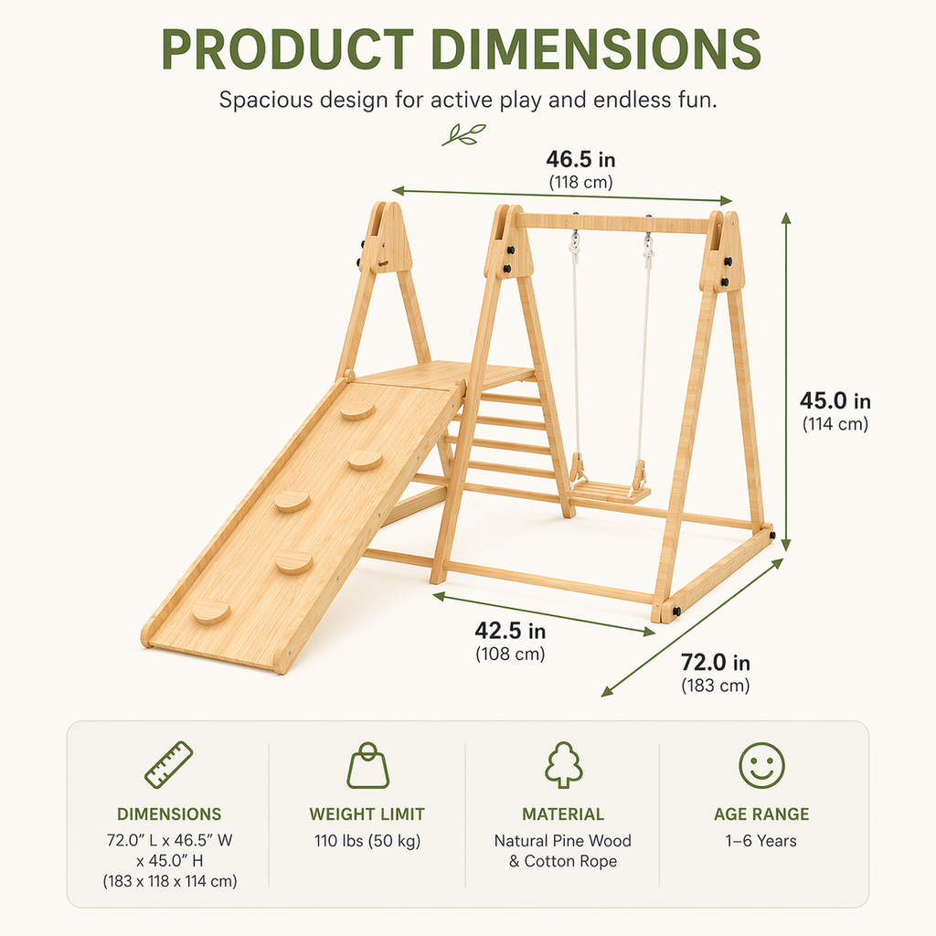 Avenlur Juniper wooden toddler climber with slide in a playroom