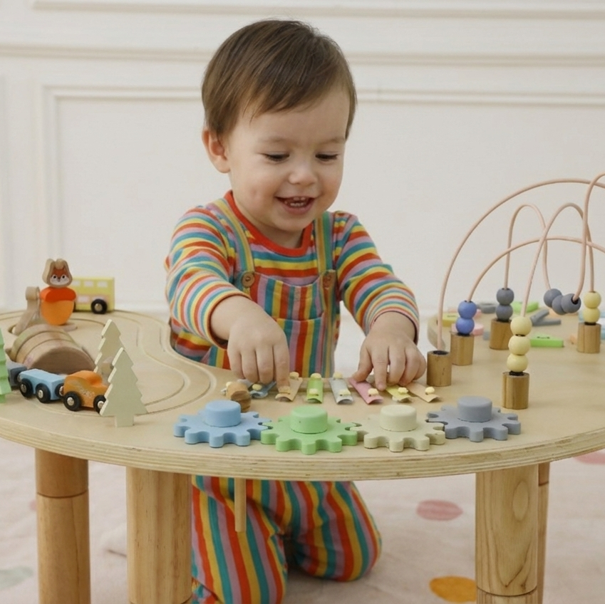 Avenlur kids sensory table used as a building block table