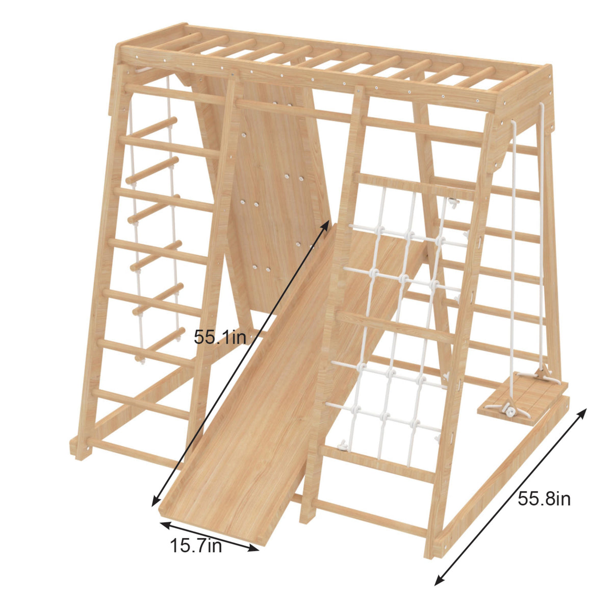 Avenlur Magnolia Large wooden jungle gym in natural wood finish