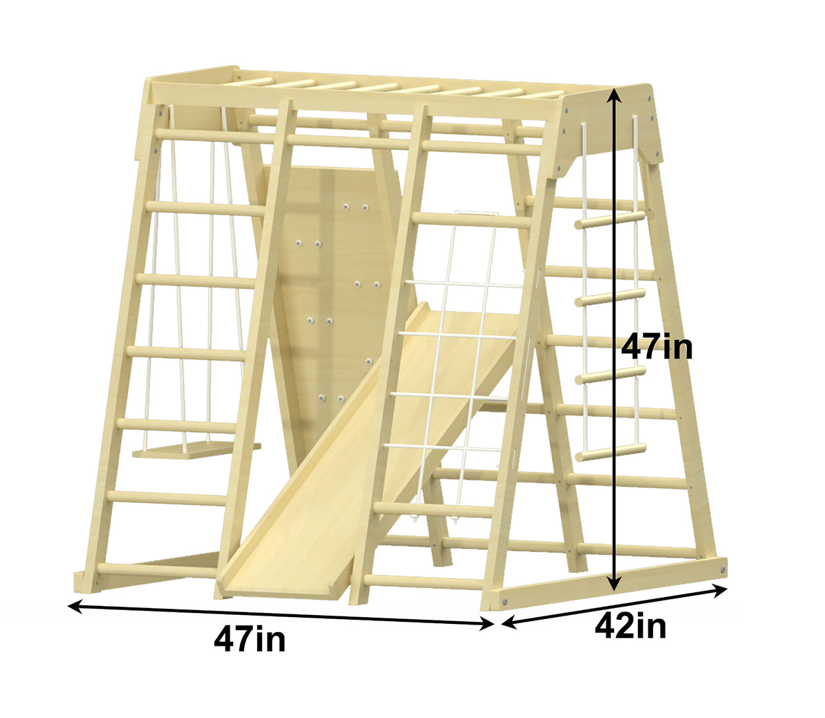Avenlur Magnolia Medium wooden jungle gym for toddlers with slide and climbing wall