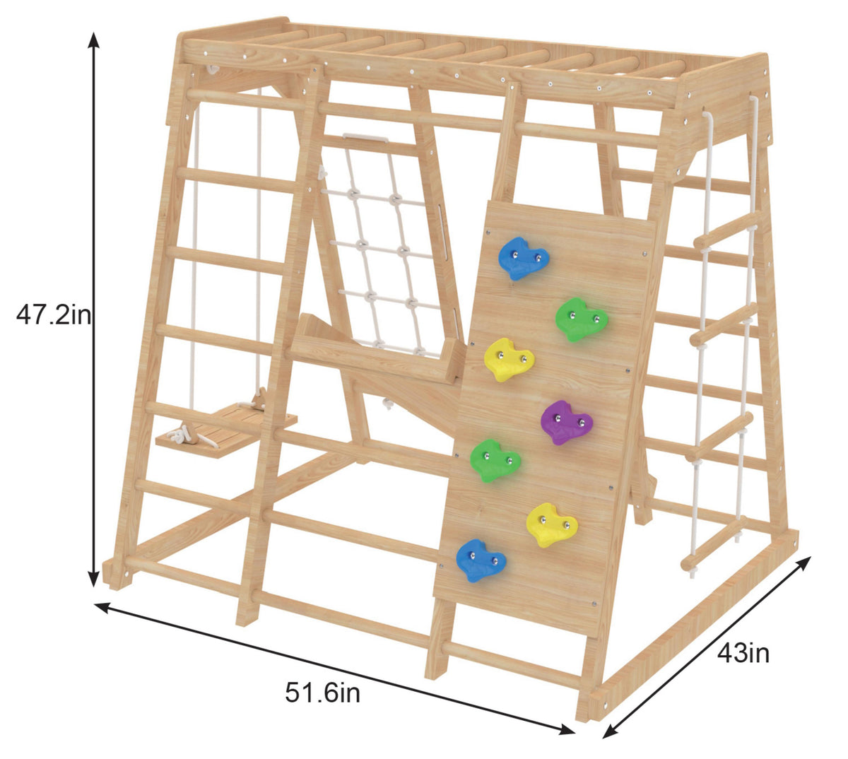 Avenlur Magnolia Medium toddler jungle gym in natural wood finish