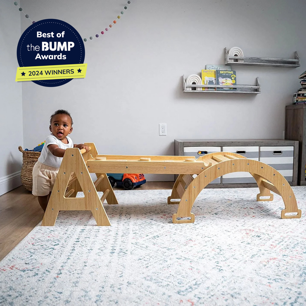 Avenlur Maple beginner Pikler triangle and rocker for babies