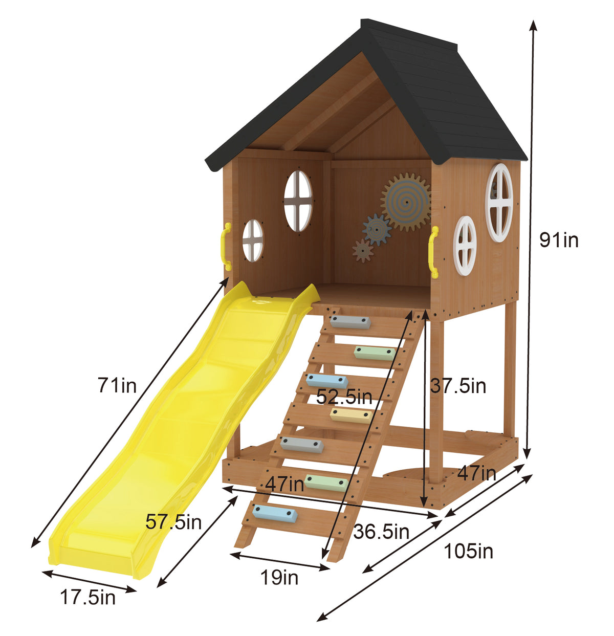 Avenlur Mimosa wooden playhouse in the Natural finish with charcoal roof