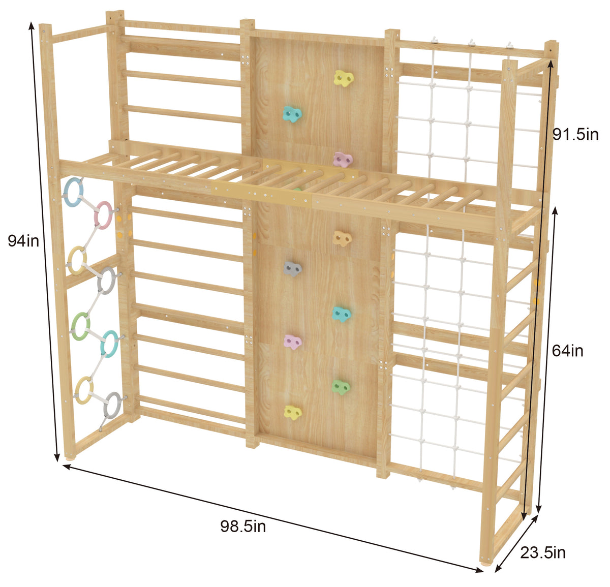Avenlur monkey bar attachment for the 95 inch Modular Walnut Swedish ladder