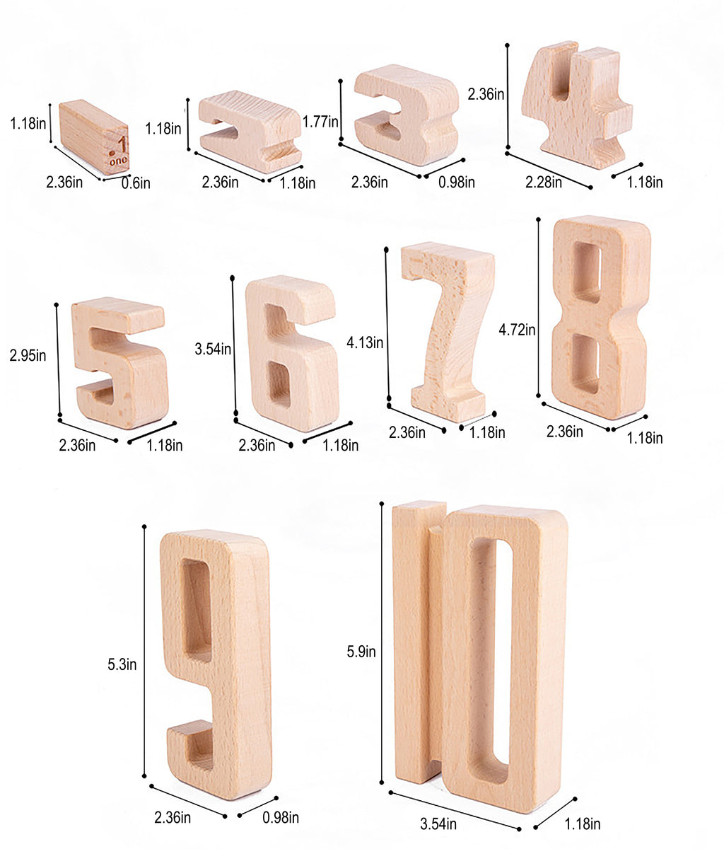 Avenlur Montessori wooden number height blocks, self-correcting math set