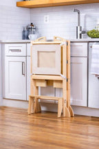 Avenlur Plum Montessori tower in a family kitchen