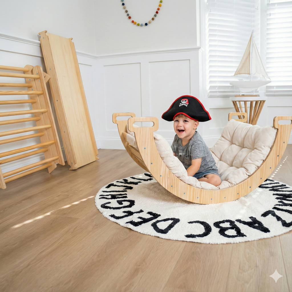 Child resting on the Avenlur rocker cushion