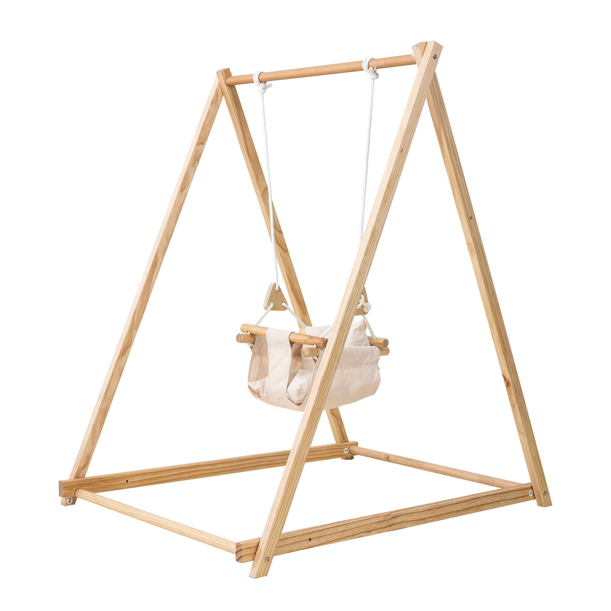 Toddler enjoying the Avenlur Spruce indoor swing