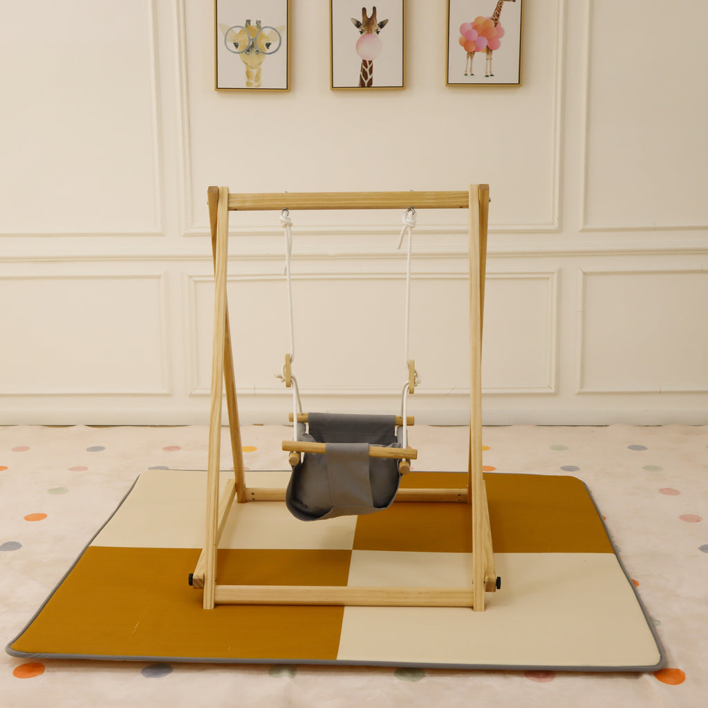 Avenlur Spruce 63 x 63 inch foam mat under the Spruce foldable baby swing