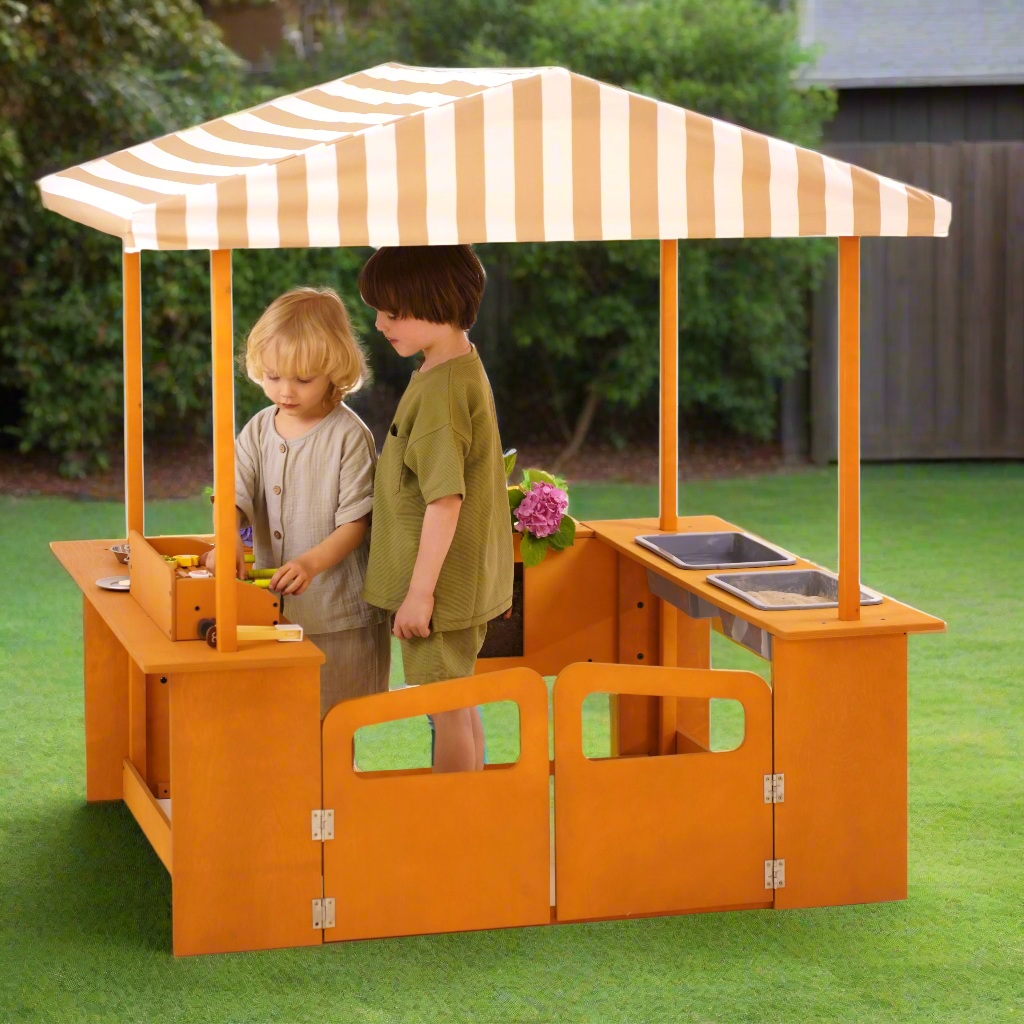 Avenlur Sumac Outdoor Wooden Play Market, Mud Kitchen & Grill Station