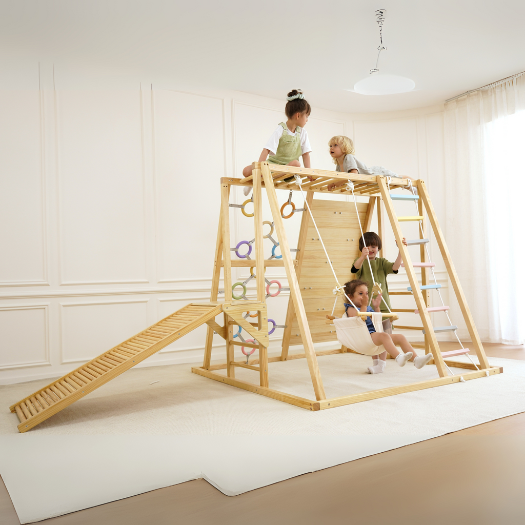 Avenlur Sweetgum XL wooden indoor playset in natural wood