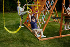 Rope ladder on the Avenlur Sycamore Jumbo outdoor jungle gym for kids