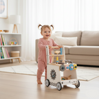 Toddler walking with the Avenlur wooden tool walker