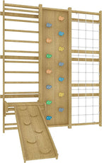 Avenlur Walnut 9-in-1 wall climber with rings, swing and rope ladder