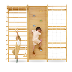 Avenlur Walnut Modular Swedish ladder jungle gym, wall mounted for kids