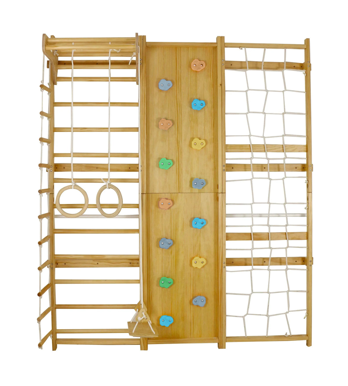 Avenlur Walnut wall-mounted gym with monkey bars for kids