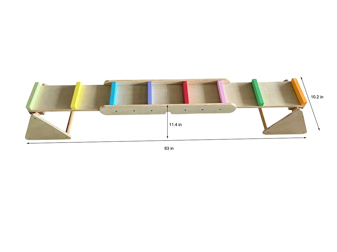 Avenlur Willow rainbow seesaw and balance beam for toddler gross motor play