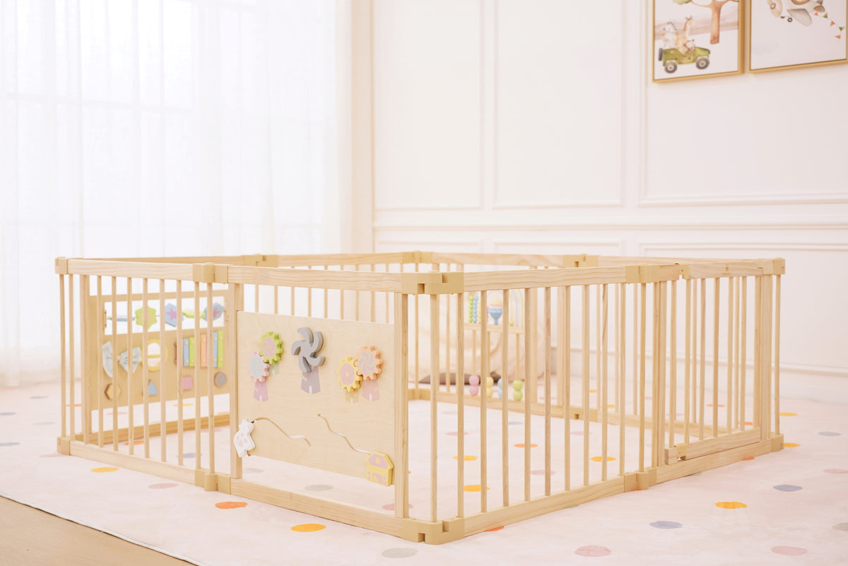 Avenlur natural wood playpen bar panels laid flat