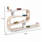 Avenlur wooden race track for toddlers with zigzag ramps