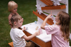 Avenlur wooden sensory table on the patio