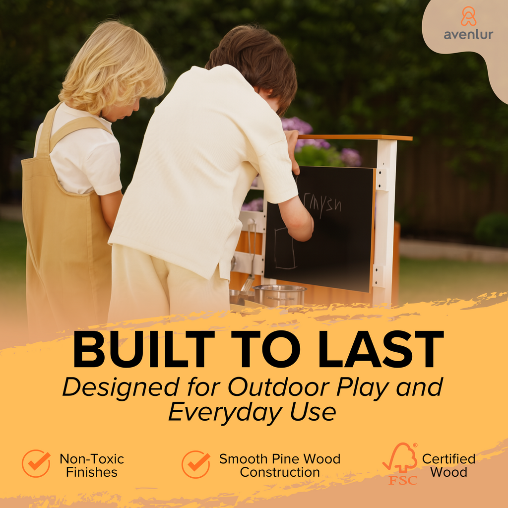Avenlur Woodland wooden mud kitchen in the garden