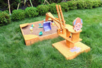 Blippi construction toy set up in the backyard