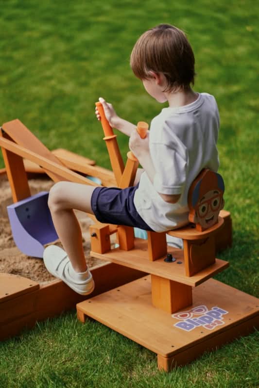 Blippi excavator for sand play at the beach