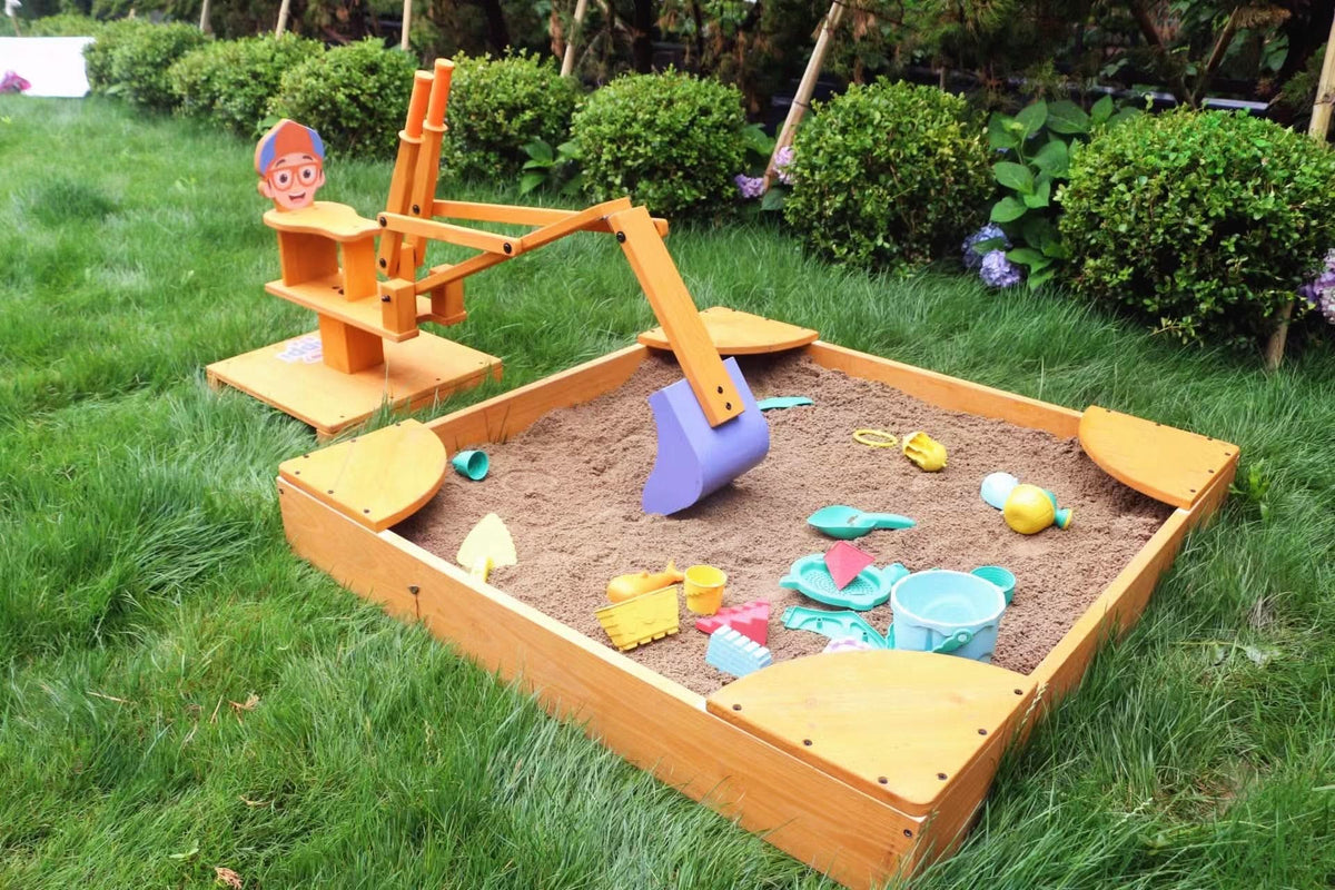 Close up of the Blippi excavator control levers