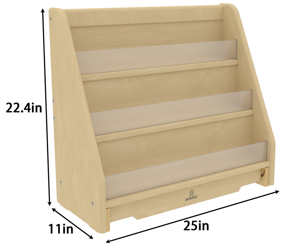 Schulregal aus Holz – 4-stöckiges Regal mit Frontauslage | 81 cm H x 93 cm B x 37 cm T