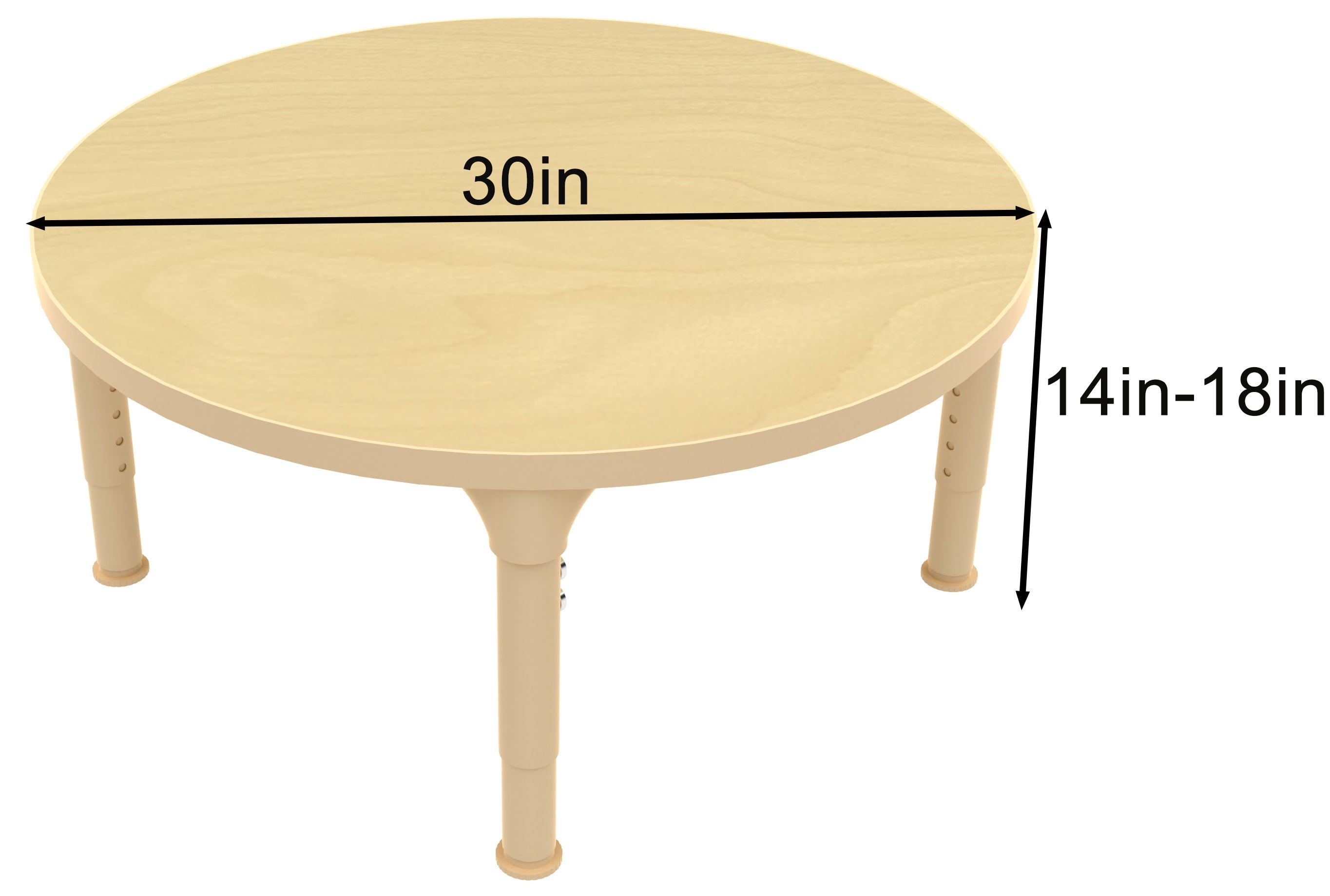 Avenlur Round Adjustable Kids Classroom Table – 30" Diameter, 13–17" height