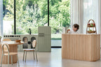 Sage Fluted play fridge in a bright, modern playroom kitchen