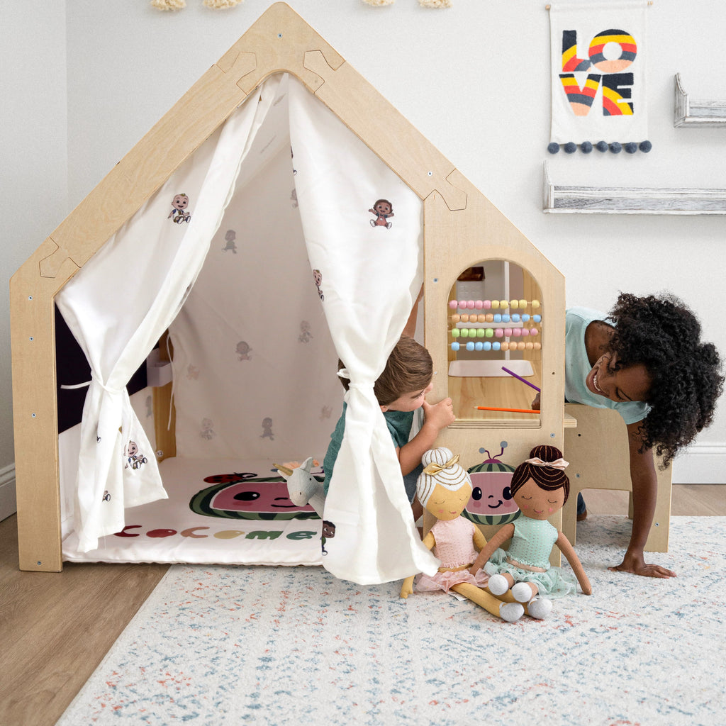 Cocomelon Flair White Montessori Wood Desk & Chair – Adjustable Kids Playhouse Set by Avenlur