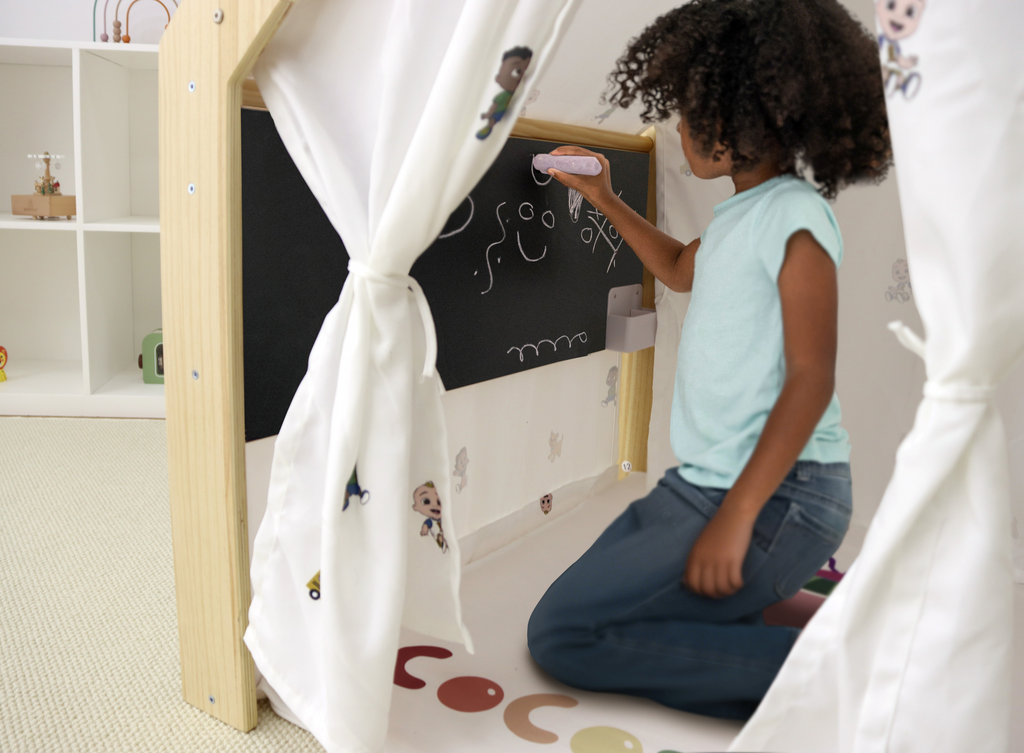 Cocomelon Flair White Montessori Wood Desk & Chair – Adjustable Kids Playhouse Set by Avenlur