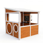 Wooden outdoor playhouse with serving window kids