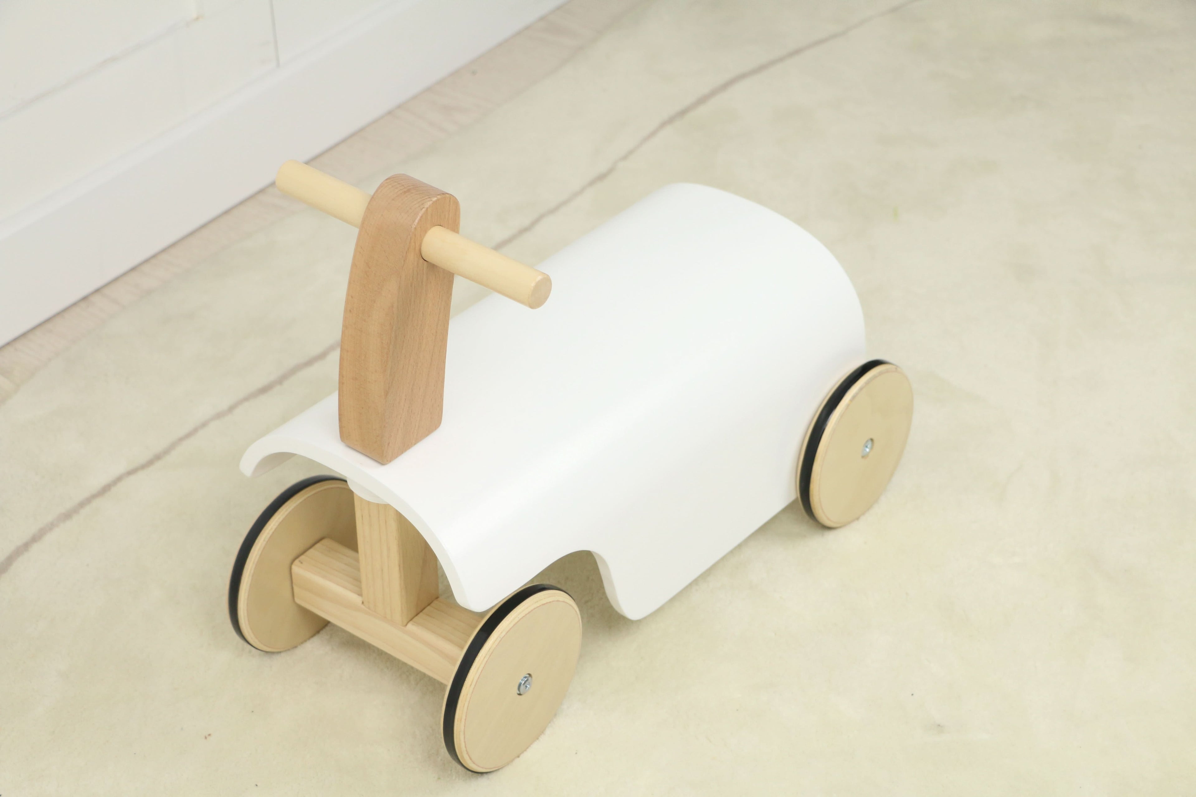 Kids Toddler Wooden Ride-On Toy with Wheels and Walker.