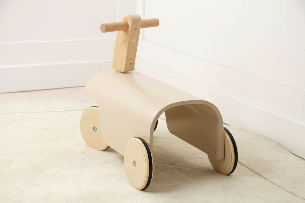Kids Toddler Wooden Ride-On Toy with Wheels and Walker.