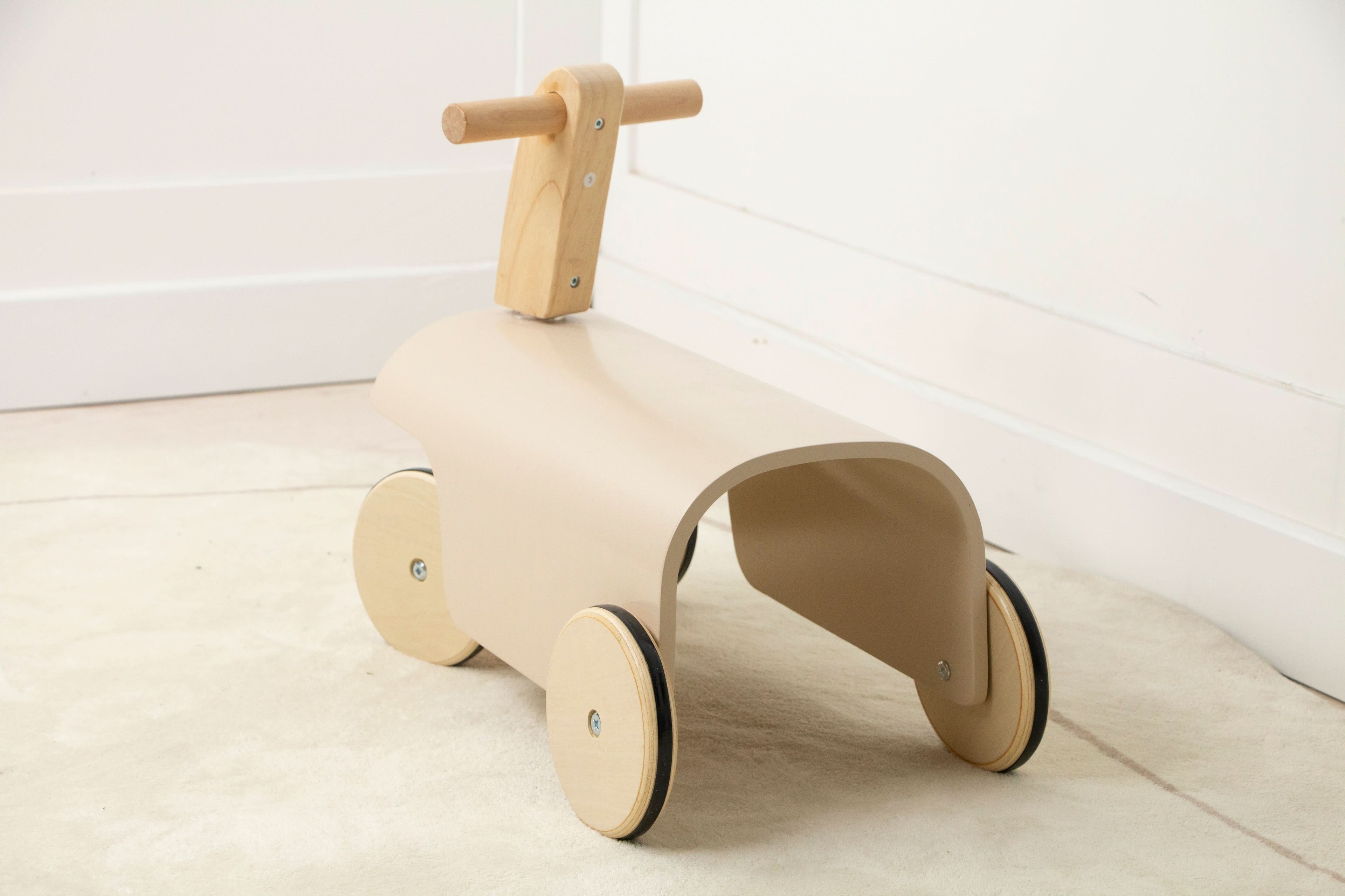Kids Toddler Wooden Ride-On Toy with Wheels and Walker.