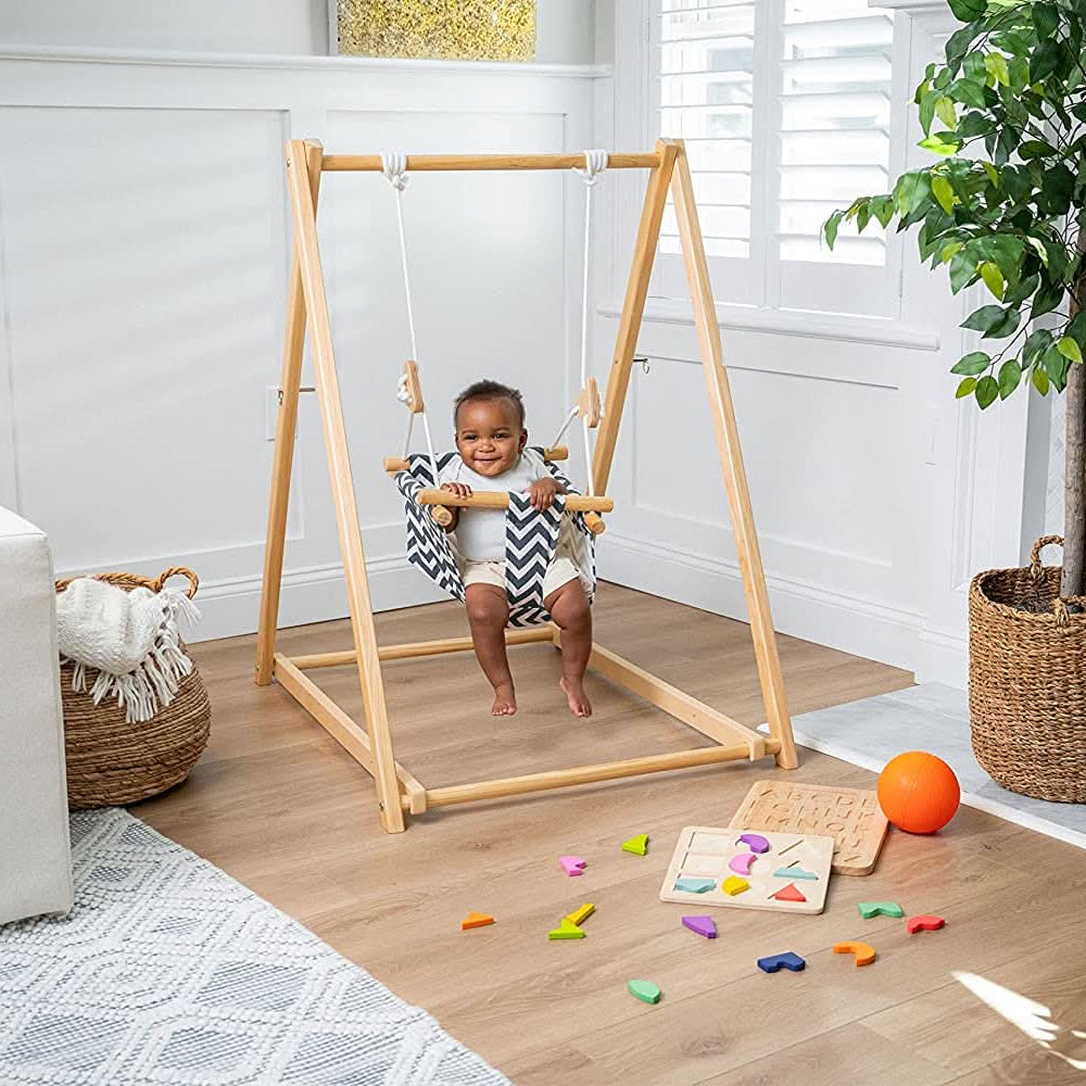 Spruce - Baby and Toddler Foldable Wooden Swing Set.