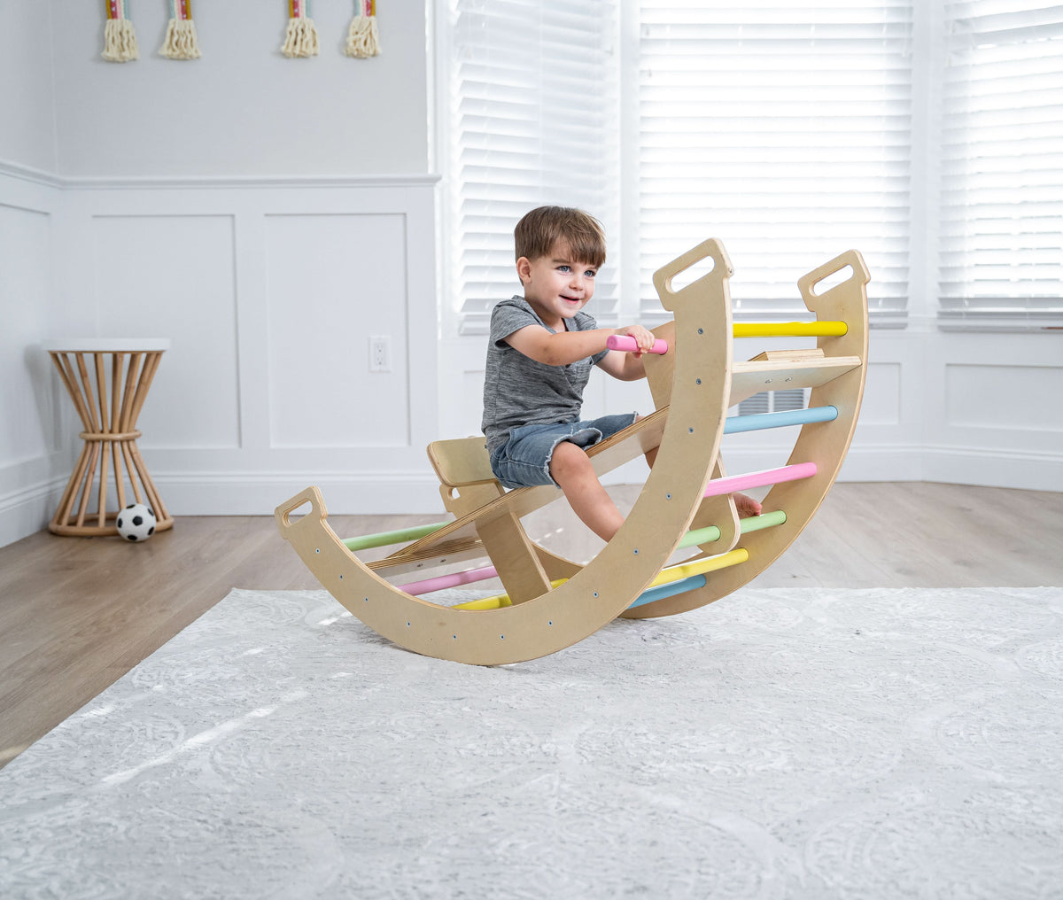 Avenlur Bailis rainbow rocker with colorful rungs