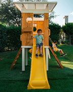 Avenlur Forest swing set with two belt swings and trapeze bar